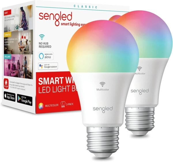 Sengled Bombilla RGB WiFi bombillas inteligentes, A19 RGB (2 Pack)